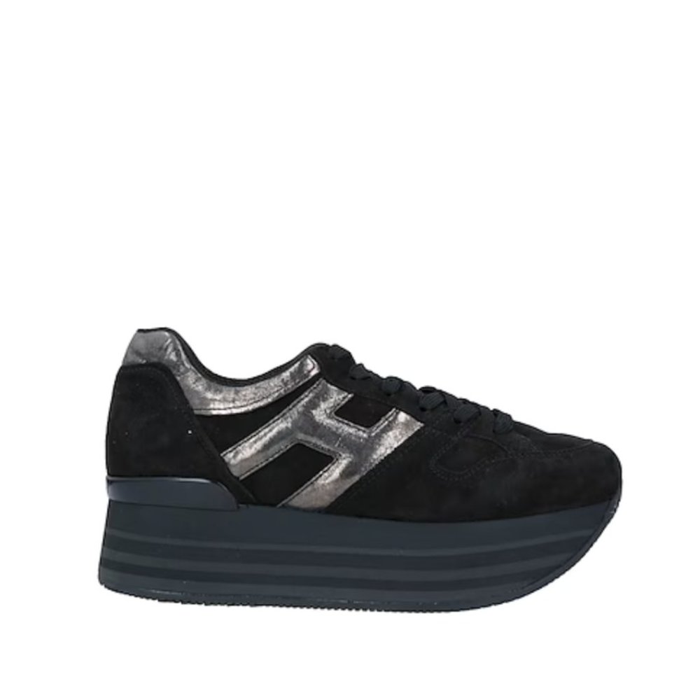 HOGAN Maxi Platform Sneaker black on black suede made in Italy Size 37.5